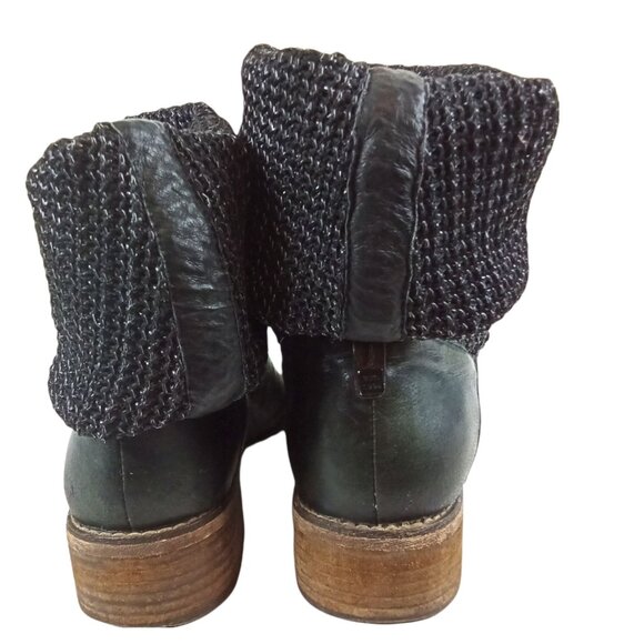 Rudsak Green Leather & Black Knit Tall Boots With Fold-Down Cuffs Size 8 - Picture 8 of 12